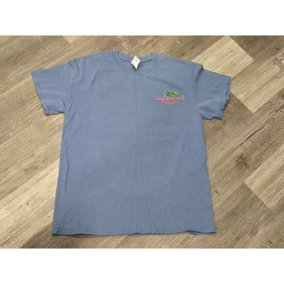 Gildan Blue Daytona Beach Florida Parrodice Parrot Short Sleeved Crew Neck Shirt - Picture 2 of 7